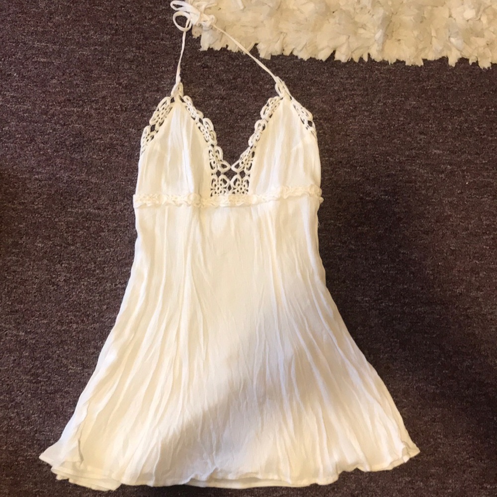 White Halter Neck Dress